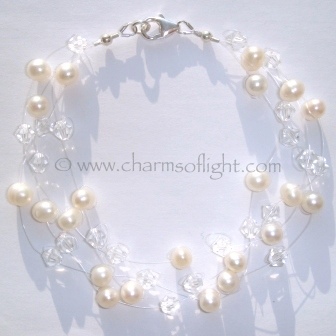 Pearls & Crystals floating bracelet